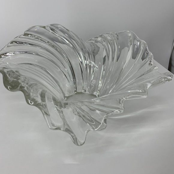VTG Mikasa clear crystal swirl centerpiece bowl large 13" x 6" 4090 - Picture 5 of 9